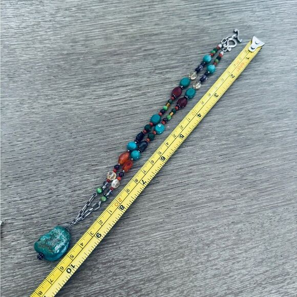 Barse 925 Silver Turquoise Stone Pendant Multicolor Boho Beaded Necklace - Picture 7 of 8